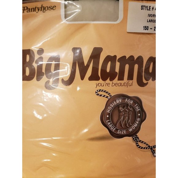 Vintage Big Mama Pantyhose Plus Size Hosiery Ivory Large L new in packaging - Picture 2 of 6